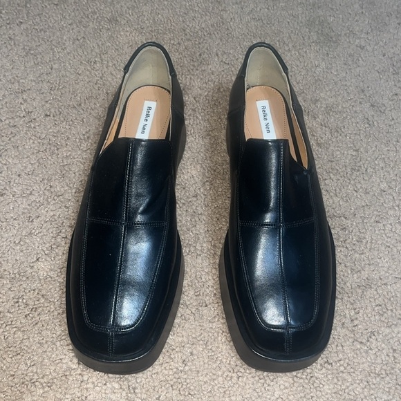 Reike Nen Square Toe Cross Stitch Detail Leather Platform Loafer 40 / 10 - Picture 2 of 10